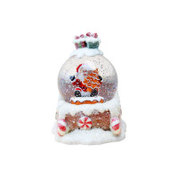 Новорічний світлодіодний декор Шар на санях  HC-Q067, LED-світильник із ефектом снігу, настільна куля на батарейках AA3