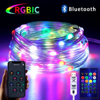 Розумна неонова LED стрічка RGB 10 метрів від USB з Bluetooth керуванням через додаток і пульт дистанційного керування, вологостійка гнучка підсвітка 