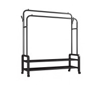 Металева вішалка стійка для одягу з полицями та колесами YP-610