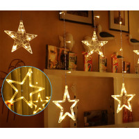 Гірлянда "Зорі" (Зорепад)  LED 12 зірок, тепло білий колір | Ідеальна прикраса для зимових свят