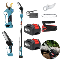 Набір акумуляторних інструментів для саду 3-в-1: пилка, секатор та висоторіз з подовжувачем 2,5 м – Ваша свобода у догляді за садом