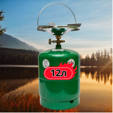Економічний та зручний Газовий балон 12 л (зелений) з пальником: відмінний вибір для всіх умов!