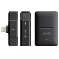 Бездротовий петличний мікрофон для iPhone Veron EP033AH-L з роз’ємом Lightning, кейсом-зарядкою, шумопоглинанням та автоматичною синхронізацією