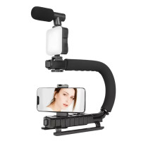 Gimbal Stabilizer AY-49U для смартфонів  багатофункціональний 3-осьовий мобільний стабілізатор з Bluetooth-мікрофоном, вертикальною та горизонтальною орієнтацією, автономністю до 8 годин, для блогерів, стрімерів 