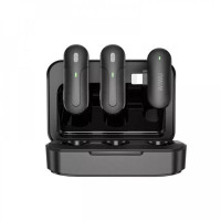 Бездротовий петличний мікрофон Wiwu Wi-WM002 для iPhone - Lightning, високочутливий, з чистим стереозвуком, компактний, чорний