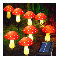 Гірлянда  Чарівні Мухомори  MA759 на сонячній батареї, 8 режимів світіння, вулична та садова декоративна підсвітка
