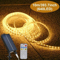 LED гірлянда MA762 10 м, 100 теплих білих діодів, сонячна батарея, 8 режимів світіння, водостійка для саду, двору та дому