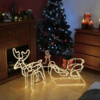 FestiveGlow Reindeer 110  Новорічна LED-фігура  Маленький олень із санками жовтого світла