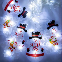 Світлодіодна гірлянда-штора XMAS  3D сніговики та сніжинки, 3х0,7 м, 95 LED, біле світло, об’ємна новорічна декорація для дому та вулиці