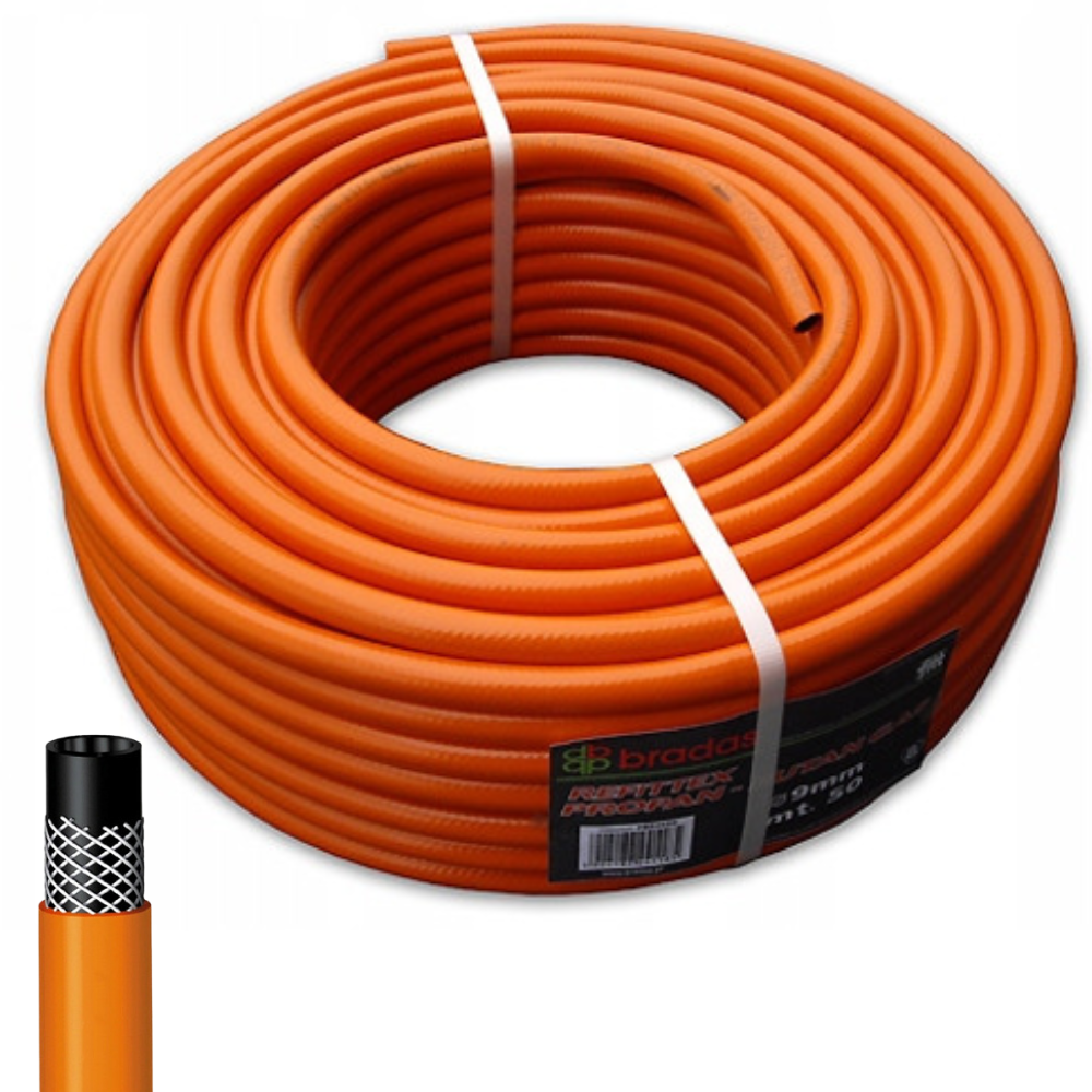 Газовий тришаровий каучуковий шланг 9 мм (1 метр) – Помаранчевий шланг для побутових та промислових газових систем