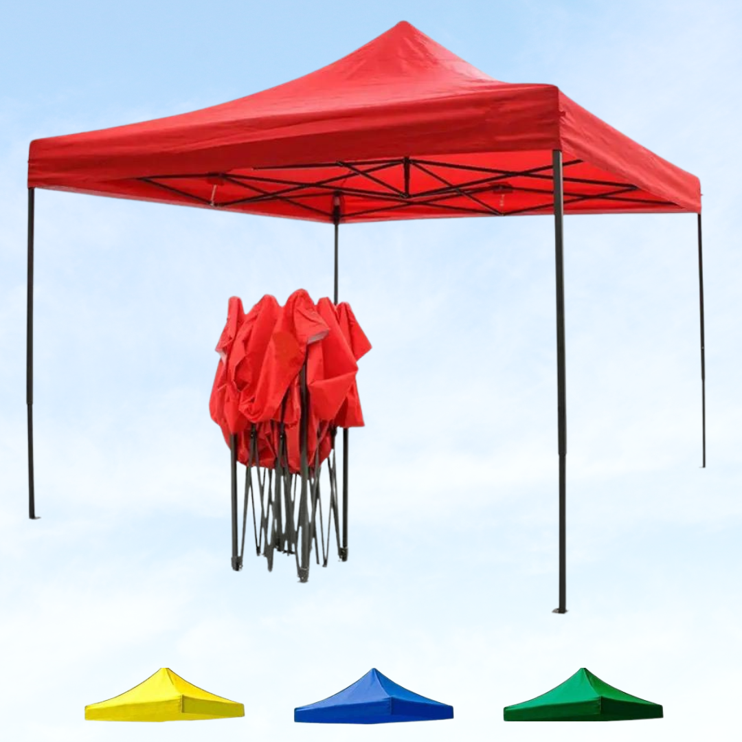 Розсувний намет червоного кольору 2×2 м із чорним каркасом 